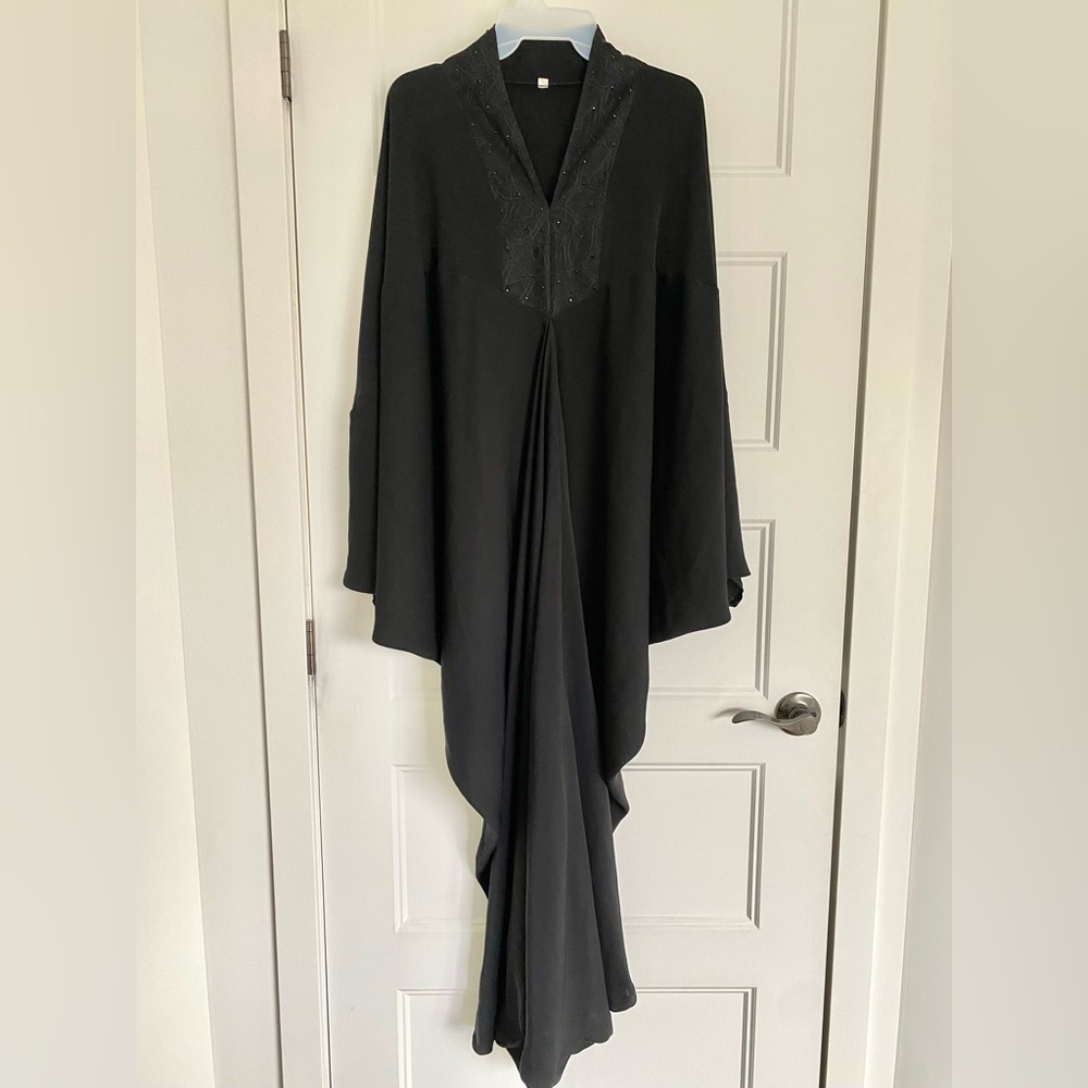 Dubai Nada Fabric Abaya – Black, Embroidered & Beaded - Size 54
